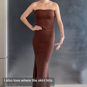 Amanda Uprichard Strapless Ribbed Maxi Dress in Brown Vanita knit set